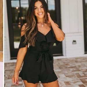 Hadley Ruffled Romper - Black